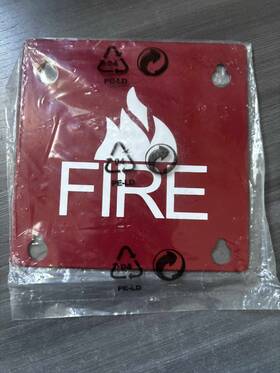 Ssu00460 Acerox Metal Cover Plate 4 Inch Square Red With Fire Symbol Space Age