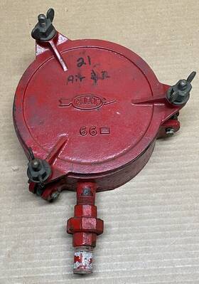 283-247 Adt Antique Fire Alarm Water Flow Pressure 66 Vintage Red Heavy Metal Round Rare