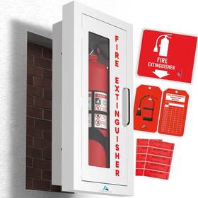 Avicenna Innovations 199874012285 Ready-to-deploy Semi-recessed Fire Extinguisher Cabinet White Heavy-duty St