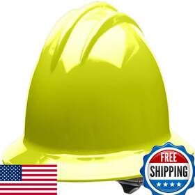 B0c9ryczrz Bullard - 33hyr Hi-viz Yellow Hdpe Full Brim Hard Hat 6 Point Ratchet