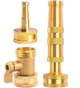Cm-nj240330 Cm Cumizon Solid Brass Heavy Duty Adjustable Twist Hose Nozzle Jet Sweeper No