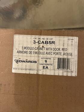 3-cab5r Edwards Est Complete Fire Safety System Cabinet With Locking Door Red New