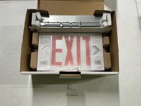 Relzxte1rm Emergency Light Led Edgelit Exit Sign Recessed Mount Aluminum Canopy Clear Mirrored Panel
