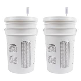 Fastrack 055848003959 2-pack 6.5 Gallon Fermentation Bucket With Lid And Airlocks White