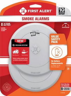 1046736 First Alert 4 Pack - Slim Profile Smoke Alarm 10-year Battery