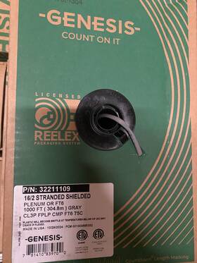 G32211109 Genesis 32211109 16/2 Stranded Shielded Plenum Cable 1 000 Ft Gray