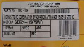 904-1127-002 Gentex Gec24-15/75wr Commander Series Strobe Wall Mount Red New D
