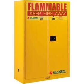 298541 Global New Flammable Cabinet Manual Close Double Door 45 Gallon 43 Inch Wx18 Dx65 H
