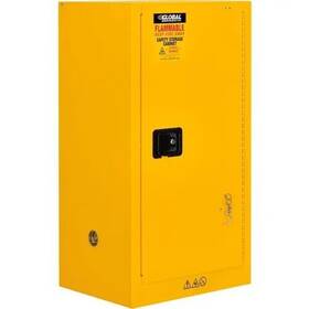 298600 Global New Flammable Cabinet Self Close Single Door 16 Gallon 23 Inch Wx18 Dx44 H