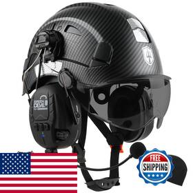 B0czdpvl89 Green Devil Hard Hat Bluetooth Ear Muffs And Visor Vented Work Safety Helmet