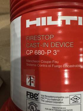 2213356 Hilti Firestop Cast-in Device Cp 680-p 3 Inch #2213356 / New