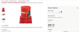 2213357 Hilti Cast In Firestop Sleeves 6in 4in And 3in