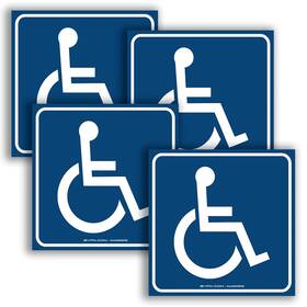 Dehncref6in Isyfix Handicap Signs Stickers Decal Symbol - 4 Pack Reflective Silver 6x6 Inch
