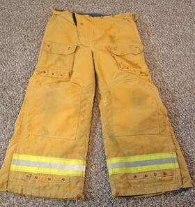 Placrm2k Janesville Vtg 2000 Lion Apparel Firefighter Bunker Pants Yellow 40 X 30