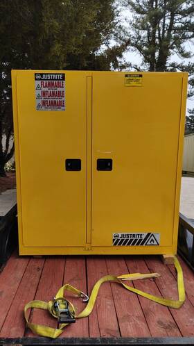 899260 Justrite Flammable Liquid Storage Cabinet 115 Gallon Drum Roller Shelves