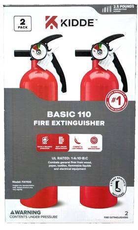 21030932 Kidde Home 1-a 10-b C Class Abc 2.5 Lb. Fire Extinguisher 2-pack New