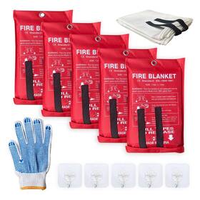 001-lebfb5 Leberna 5 Pack 39.9x39.3 Fire Blanket Suppression Fiberglass Blan