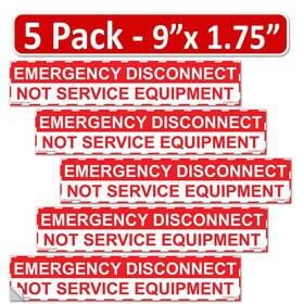 Lv-ednsd-29-05 Littversions 5 Pack 1-3/4 Inch X 9 Emergency Disconnect Not Service Equipment Labels Sign Noti