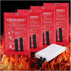 Mata Leon 738635791337 Emergency Fire Blankets Retardant 4 Pack Fiberglass Suppre