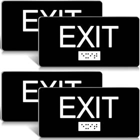 Memorywuu-signs-0270 Memorywuu 4 Pcs Ada Compliant Exit Sign With Tactile Braille 6 X 3 Inch Plastic Si