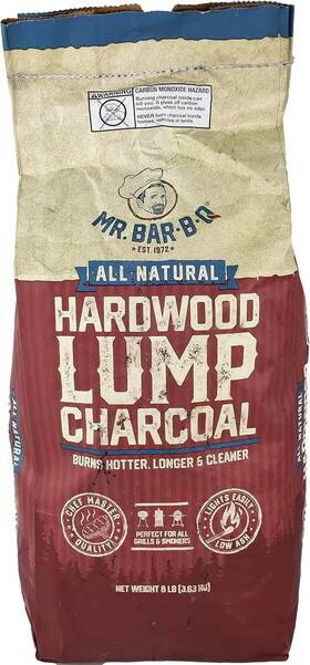 Mr. Bar-b-q 076903050602 8 Lb. All Natural Hardwood Lump Charcoal Burns Hotter Longer And Cleaner 8lb
