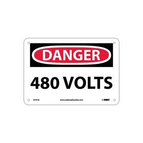 D101a National Marker 480 Volts 7x10 .040 Aluminum Danger Sign