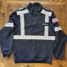 C21fmd01hz-rex National Safety Apparel 1/4 Zip Cotton Fleece Fr Navy Blue Size Medium Hrc 3