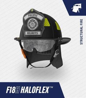 F18h-0001-bk1s Pacific F18h Haloflex Nfpa Fire Helmet Satin Black New