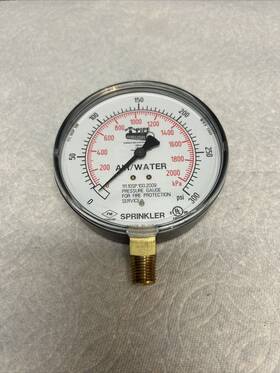111.10sp.100.2009 Pipe Fabricators Air/water Fire Sprinkler Pressure Gauge 0-300psi 4 Inch Fm And Ul