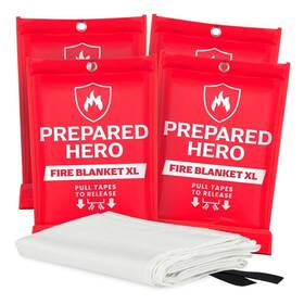 Prepared Hero 627987445510 Extra Large Emergency Fire Suppression Blanket - 4 Pack Xl Fiberglass