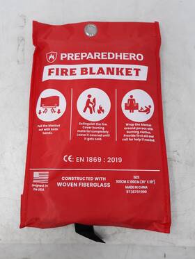 9738701990 Prepared Hero Fire Blanket 39 Inch X39 Emergency Woven Fiberglass Safety Cover