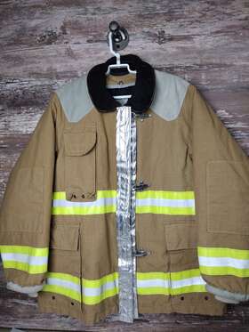 8415-01-304-3083 Protective Apparel Mfg Firemans Structural Coat With Liner Lightly Worn Size L 42-44 Euc See Pics