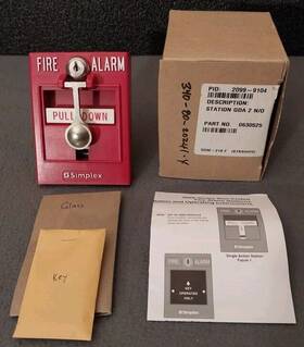 2099-9104 Simplex New Double Action With Break Glass Pull Down Fire Alarm Station