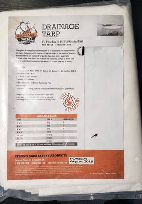 Dt68 Strongman Drainage Tarp 6ft X 8ft Cut Size Fire Retardant 3/4ftft Garden Hose