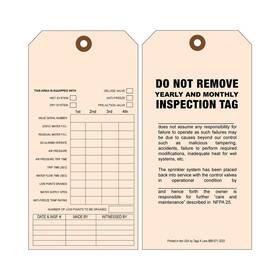 Tags 4 Less 304364248598 Custom Fire Sprinkler Inspection 3.75 Inch X 7.5̶