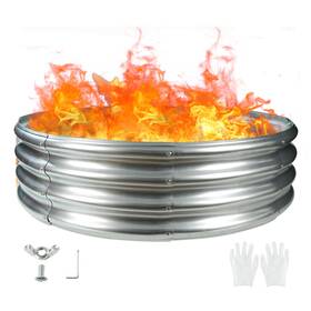 Hp-4-s Tbmlc 4ft Diameter Camp Fire Ring Pit Large Round Galvanized Steel Heavy
