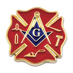 Tme-jwl-l-00062-2 The Masonic Exchange Firefighter Working Tools Square And Compass Lapel Pin - Red Gold 3
