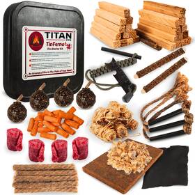 Titan Ppe 850073188316 Tinferno Fire Starting Kit 100pc Starter For Campfires Ferro Rod