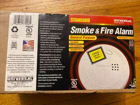 Universal 6 Pack Smoke And Fire Alarm Ss-770-9volt Battery Operated Ionization New 6p