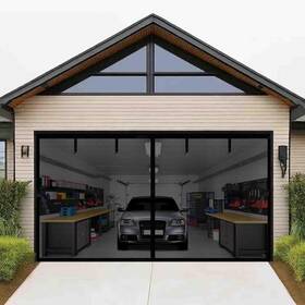 Yjhgds109bk Yxazcm Garage Screen Door 10x9ft For 1 Car Carport Doors Durable Fiberglass Heavy Du