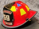 Cairns And Brother 1010 Red Fire Helmet With Goggles Rfd Leather Front Plate. Fixed Price $299.99.
