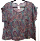 Fire Cap Sleeve Tribal Print Sheer Chiffon Pullover Top Large Nwt (WC-3). Fixed Price $12.99.