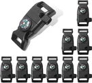Coobigo 10PCS Pack Black 5/8" Compass Flint Scraper Fire Starter Whistle Buckle. Fixed Price $18.95.