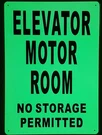 Elevator Motor Room Sign Glow The Dark (heavy Duty,aluminum ..-REF24-1027. Fixed Price $14.99.