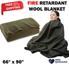 Ever Ready Warm Wool Fire Retardant Blanket 66" X 90" Us Military Style - Green. Fixed Price $29.95.