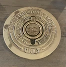 Vintage Circular Brass Plate Cap For Fire Department James Jones Co.. Fixed Price $150.00.
