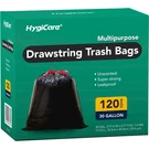 30 Gallon Drawstring Trash Bags, 120CT, Super Strong, Leakproof, Unscented. Fixed Price $54.45.