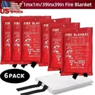6 Pack Fire Blanket Fiberglass 39''X39'' Emergency Home Retardant Prepared. Fixed Price $19.99.