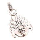 925 Sterling Silver Vintage Skeleton Head & Fire Flames Pendant PT18614. Fixed Price $151.79.