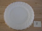 Anchor Hocking Fire-king White Swirl Pattern Salad Plates W/ Gold Trim Set Of 4. Fixed Price $11.98.
